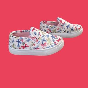 Natural White Butterfly Slip-on Sneakers for Toddler Girl